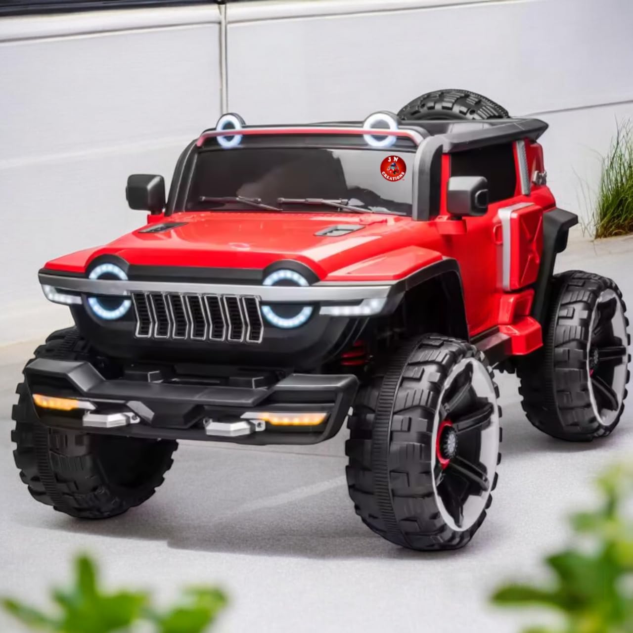 Heavy-duty 12V Battery Operated 4X4 Kids Ride on Jeep, Model WN-1166, in grey with vibrant green accents, featuring a large size and rugged tires for an immersive driving experience."